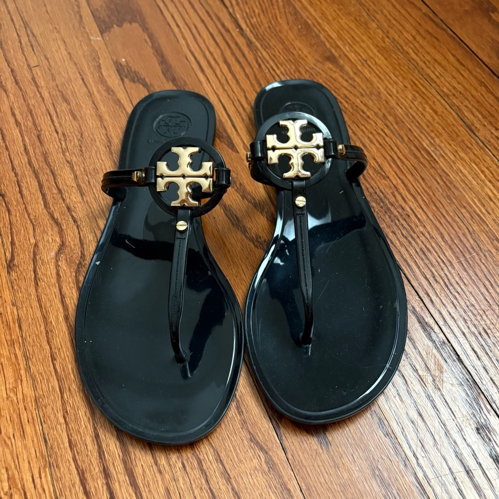 Tory Burch Black Thong Jelly Sandals